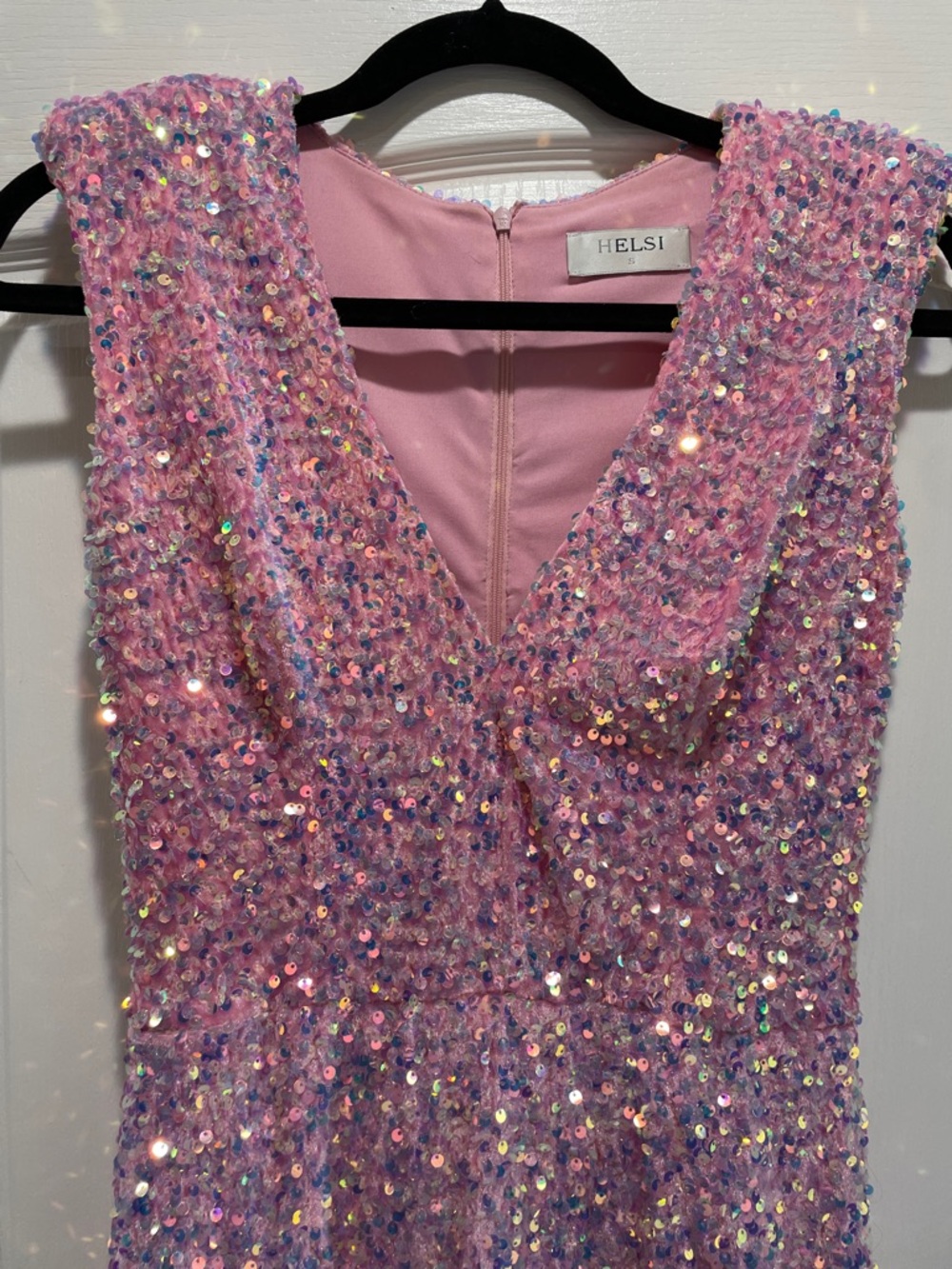 Pink Sequins Mini Dress